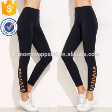 Black Lattice Saum Leggings OEM / ODM Herstellung Großhandel Mode Frauen Bekleidung (TA7001L)